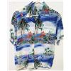 Image 1 : Vintage Aloha Shirt - Blue & Red Palm Tree/Sailing Motif, No Tags, Size Unknown