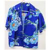 Image 1 : Vintage Shirt - Cobalt Blue Asian Inspired Floral Print, No Tags, Size Unknown
