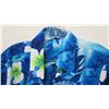 Image 2 : Vintage Aloha Shirt - Blue w/Green Hibiscus Floral Print, No Tags, Size Unknown