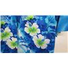 Image 3 : Vintage Aloha Shirt - Blue w/Green Hibiscus Floral Print, No Tags, Size Unknown