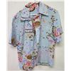 Image 1 : Vintage Shirt - Lt Blue Asian Inspired Floral Print, No Tags, Size Unknown