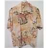 Image 1 : Vintage Shirt - Tan Asian Inspired Floral Print, No Tags, Size Unknown