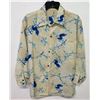 Image 1 : Vintage Shirt - Long Sleeve Blue & White Asian Floral Print, No Tags, Size Unknown