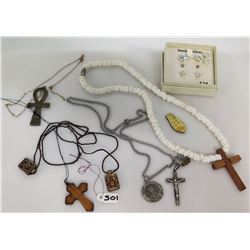Misc Religious Necklaces & Pendants & Boxed Sterling Silver Earrings
