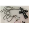 Image 1 : Men's Stainless Steel Necklace Black Cross Pendant Retail $449, New w/ Tag