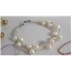 Image 7 : Qty 5 Misc Bracelets - Silver Pearl, Pink Enamel, Beaded, Bangle & Chain