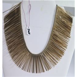 Gold Tone Multi Fringe Chain Necklace