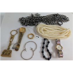 Seiko & Gian Pini Quartz Watch, Pearl Necklace, Hoop Earrings, etc