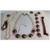 Image 1 : Qty 3 Copper & SS Bracelets, Rose Quartz Nickle Steel Necklace, Pearl Choker
