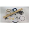 Image 14 : Qty 5 Bangle Bracelets, Misc Necklaces, 4 Rings & 2 Quarters in Plastic