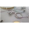Image 8 : Qty 5 Bangle Bracelets, Misc Necklaces, 4 Rings & 2 Quarters in Plastic