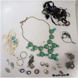 Green Stone Necklace, Shell Necklace, Misc Earrings & Rings
