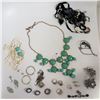 Image 1 : Green Stone Necklace, Shell Necklace, Misc Earrings & Rings