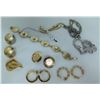 Image 1 : Qty 5 Pair Gold Tone & Copper Earrings, 2 Bracelets, Heart Crystal Necklace, etc
