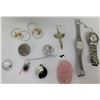 Image 1 : Qty 2 Watches - Seiko & Caravelle by Bulova, Yin Yang Pendant, Misc Earrings