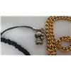 Image 10 : Gold Tone Necklace w/ Cross, Rope Necklace w/ Fish Hook, Hawaiian Ring, Oriental Pins
