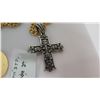 Image 11 : Gold Tone Necklace w/ Cross, Rope Necklace w/ Fish Hook, Hawaiian Ring, Oriental Pins