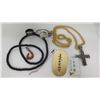 Image 1 : Gold Tone Necklace w/ Cross, Rope Necklace w/ Fish Hook, Hawaiian Ring, Oriental Pins