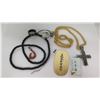 Image 2 : Gold Tone Necklace w/ Cross, Rope Necklace w/ Fish Hook, Hawaiian Ring, Oriental Pins