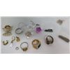 Image 1 : Qty 5 Rings, Angel Brooch, Misc Earrings, Beads & Chains