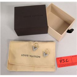 Louis Vuitton Gold Hoop "V" Earrings w/ Box (Looks New, Excellent Condition)