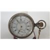 Image 2 : Vintage Elgin Nat'l Watch Pocket Watch w/ Etched Railroad Design & Fob