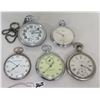 Image 1 : Qty 5 Pocket Watches - Citizen, Seikosha, Waltham, Villaruse & Medana