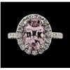 Image 2 : 2.17 ctw Morganite and Diamond Ring - 14KT White Gold