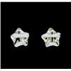 Glossy Star Shaped Post Earrings - Rhodium Plated