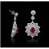 14KT White Gold 4.32 ctw Ruby and Diamond Earrings
