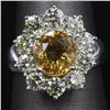3.00 ctw Citrine and Diamond Ring - 14KT White Gold