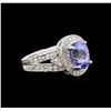 2.93 ctw Tanzanite and Diamond Ring - 14KT White Gold