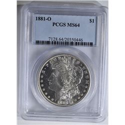 1881-O MORGAN DOLLAR PCGS MS64