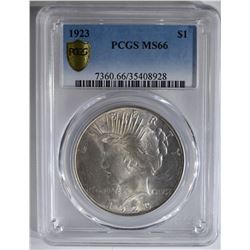 1923 PEACE DOLLAR PCGS MS66
