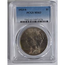 1923-S PEACE DOLLAR PCGS MS63