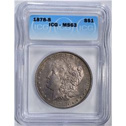 1878-S MORGAN DOLLAR ICG MS63