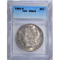 1885-S MORGAN DOLLAR ICGS MS60