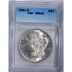 1881-S MORGAN DOLLAR ICG MS66