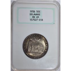 1936 DELAWARE 50c NGC MS65