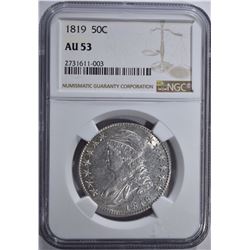 1819 BUST HALF NGC AU53