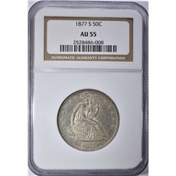1877-S SEATED 50c NGC AU55