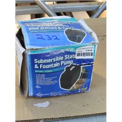1 AQUASCAPE SUBMERSIBLE STATUARY AND FOUINTAIN PUMP 210GPH