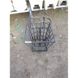 2 METAL PLANTERS, 1 SQUARE 17"X17", 1 OVAL 13"X23.5" (2 TIMES BID PRICE)