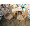 Image 1 : WOODEN PATIO TABLE W/ 2 CHAIRS