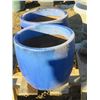 Image 1 : 2 BLUE CERAMIC POTS 17" (2 TIMES BID PRICE)