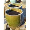 Image 1 : 2 GREEN CERAMIC POTS (2 TIMES BID PRICE)