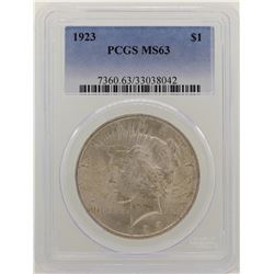 1923 $1 Peace Silver Dollar Coin PCGS MS63