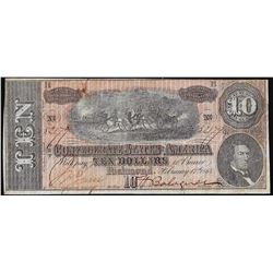 1864 $10 Confederate States of America Note