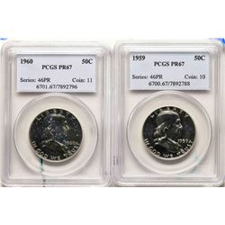 Lot of 1959-1960 Proof Franklin Half Dollar Coins PCGS PR67