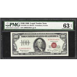 1966 $100 Legal Tender Note Fr.1550 PMG Choice Uncirculated 63EPQ